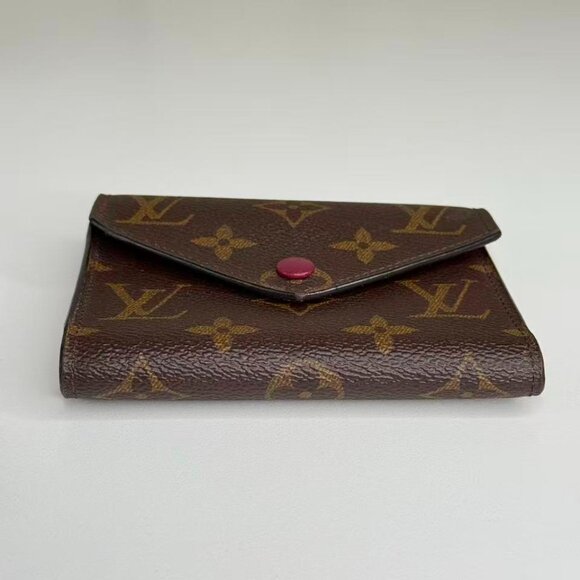 Louis Vuitton Monogram Canvas Small Card Holder Brown Goods with Red Button - Picture 5 of 7